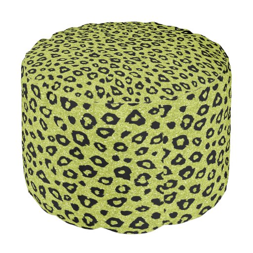 Leopard print round pouf Zazzle