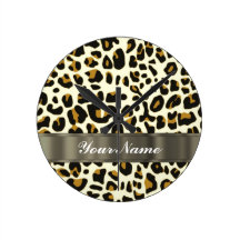 leopard print round wallclocks