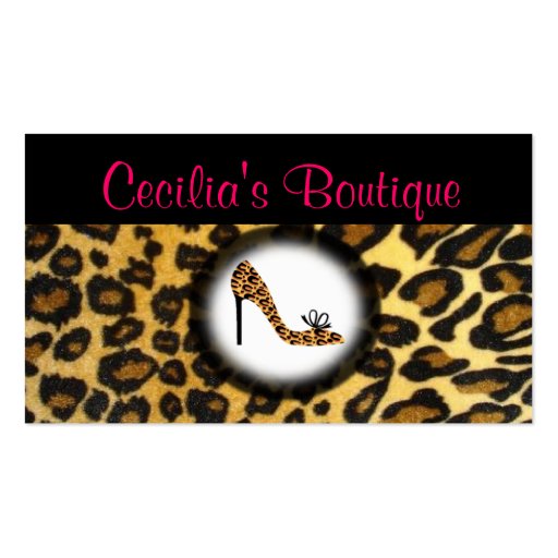 Leopard Print Shoe Boutique Business Card (front side)