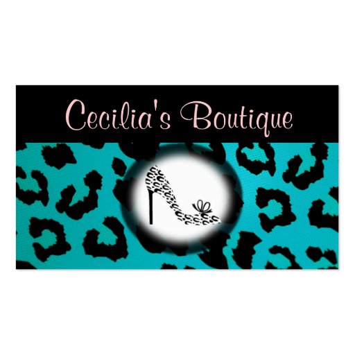 Leopard Print Shoe Boutique Business Card (front side)
