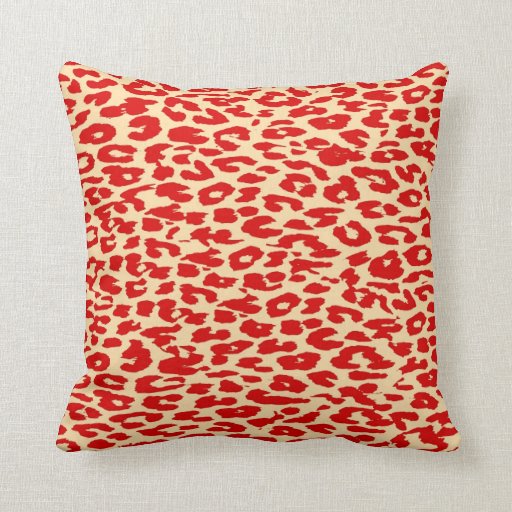 Leopard Print Skin Red Throw Pillow Zazzle