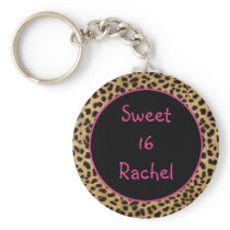 Leopard Print Sweet 16 Keychain
