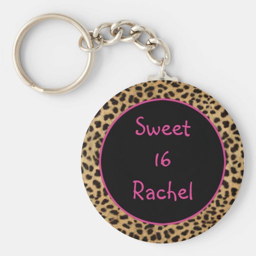 Leopard Print Sweet 16 Keychain