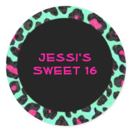 Leopard Print Sweet 16 Stickers sticker