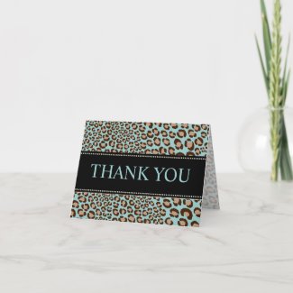 Leopard Print/teal/Thank You Cards card