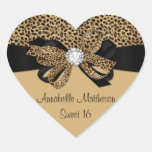 Leopard Print White Jewel Diamonds Sweet 16 Hear Stickers