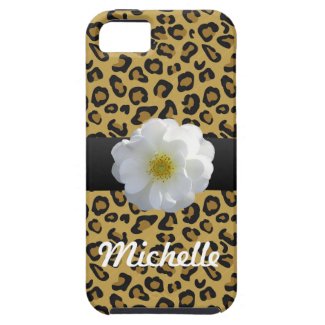 Leopard Print + White Wild Rose Cover For iPhone 5/5S
