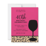 leopard print wine birthday personalized announcements