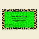 Leopard Print With Lime Green Glass Rectangle business cards