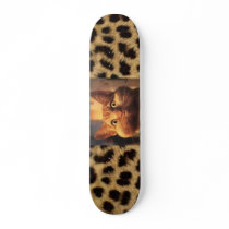 Leopard Print with Orange Tabby Cat skateboards