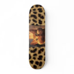 Leopard Print with Orange Tabby Cat skateboards