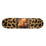 Leopard Print with Orange Tabby Cat Skateboard Decks
