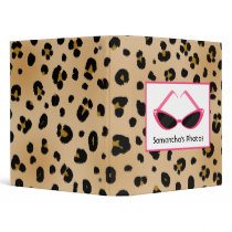 Leopard Print With Retro Pink Sunglasses Vinyl Binders