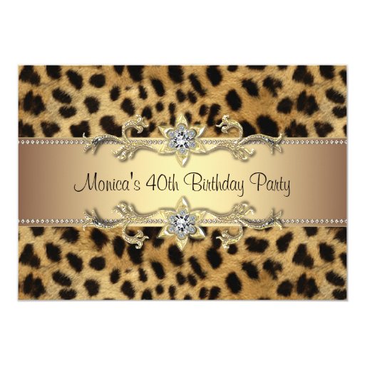 Leopard Print Womans 40th Birthday Party Card Zazzle