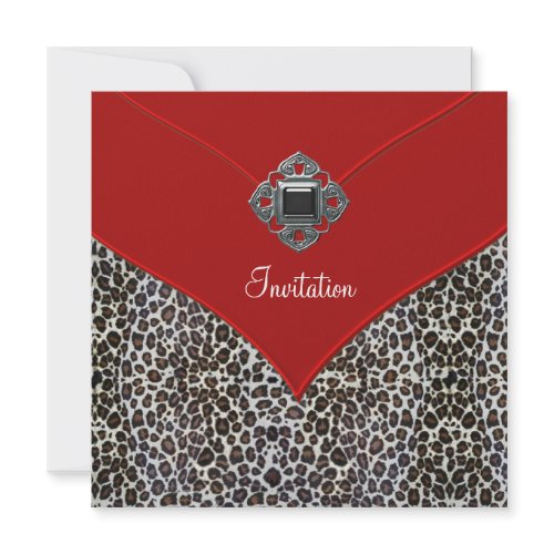 Leopard Red All Occasion Party Event Invites