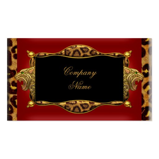 Leopard Red Black Gold Elegant Boutique 6 Business Card Templates (front side)