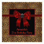 Leopard Red Bow Womans Leopard 21st Birthday Announcement