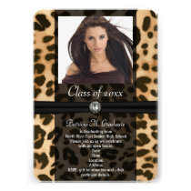 Leopard Ribbon Photo Graduation Custom Announcement