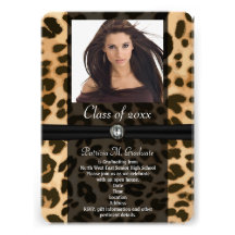 Leopard Ribbon Photo Graduation Custom Announcement
