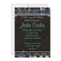 Leopard Roaring 40 Birthday Party Blue Jewels Sd 2 Personalized Announcement