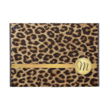 Leopard Skin Girly Gold Monogram iPad Mini Cover