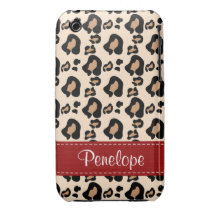 Leopard Skin Print iPhone 3 Case Mate Red Ribbon