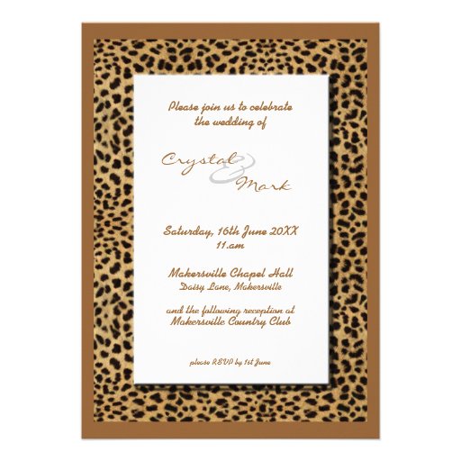 leopard skin print wedding event invitation