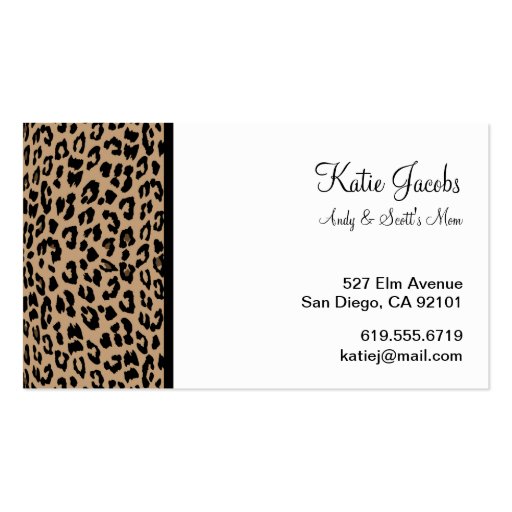 Leopard Social Calling Cards Business Card (front side)