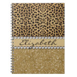 Leopard Spot Gold Glitter Rhinestone PHOTO PRINT Spiral Note Book Leopard Spot Gold Glitter Rhinestone PHOTO PRINT Spiral Note Book