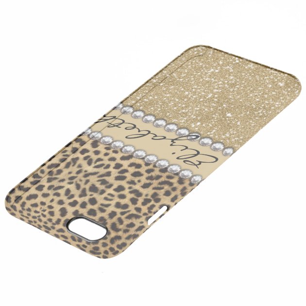 Leopard Spot Gold Glitter Rhinestone PHOTO PRINT Uncommon Clearlyâ„¢ Deflector iPhone 6 Plus Case-3