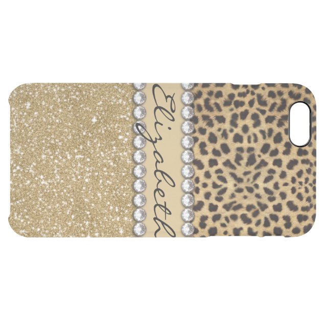 Leopard Spot Gold Glitter Rhinestone PHOTO PRINT Uncommon Clearlyâ„¢ Deflector iPhone 6 Plus Case-5