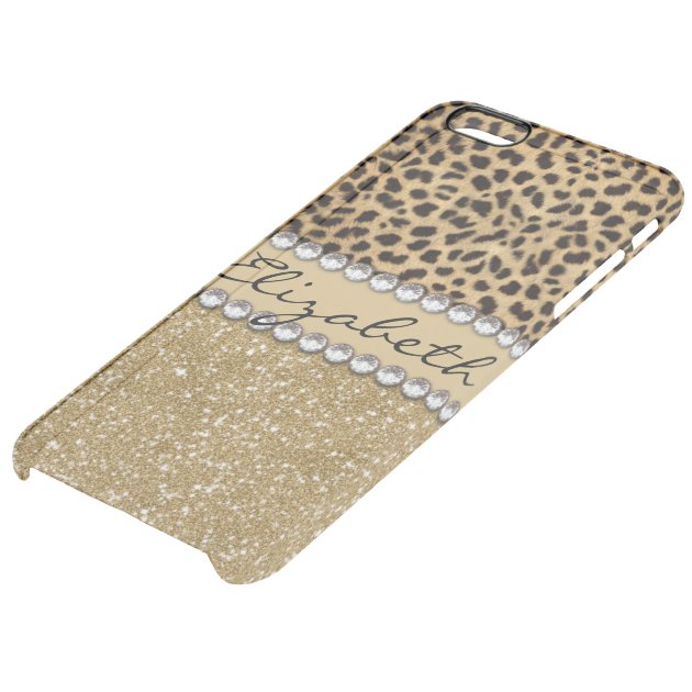 Leopard Spot Gold Glitter Rhinestone PHOTO PRINT Uncommon Clearlyâ„¢ Deflector iPhone 6 Plus Case-4