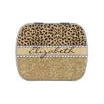 Leopard Spot Gold Glitter Rhinestone Print Pattern Jelly Belly Candy Tin at Zazzle