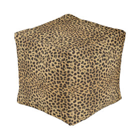 Leopard Spot Pattern Print Cube Pouf