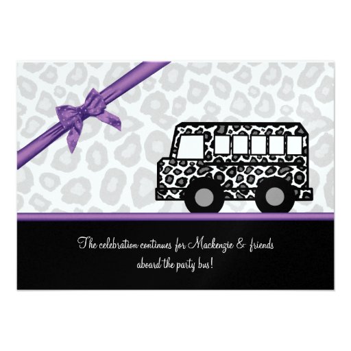 Leopard Spots Party Bus Personalized Invitation (front side)