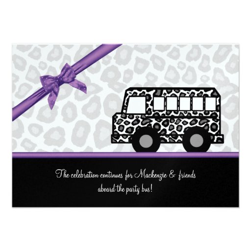 Leopard Spots Party Bus Personalized Invitation