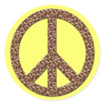 LEOPARD SPOTS PEACE SIGN ROUND STICKERS