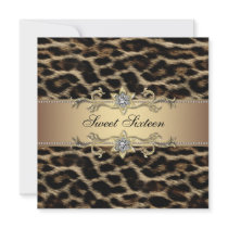 Leopard Sweet 16 Birthday Party Custom Announcement