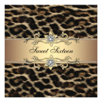 Leopard Sweet Sixteen Birthday Party invitations
