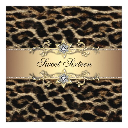 Leopard Sweet Sixteen Birthday Party Custom Announcement