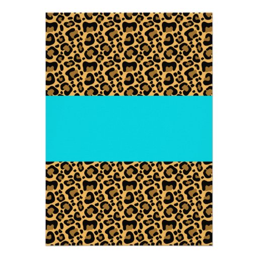 Leopard Teal Blue Bridal Shower Invitations