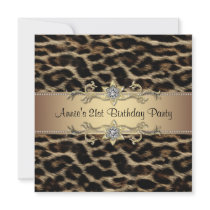 Leopard Womans 21st Birthday Party Invites