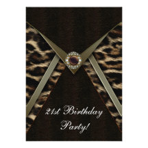 Leopard Womans Any Number Birthday Party Personalized Announcement