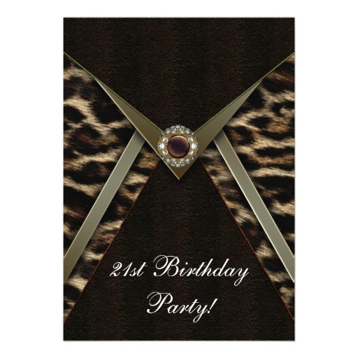 Leopard Womans Any Number Birthday Party Personalized Announcement