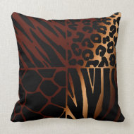 Leopard, Zebra, Giraffe, Tiger throwpillow