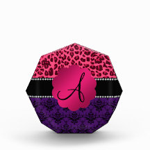 Leopardo púrpura del rosa del damasco del monogram