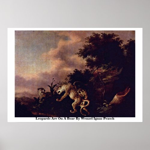 Leopards Are On A Boar By Wenzel Ignaz Prasch Print