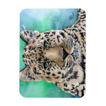 Leopard's Blue Glare Rectangular Magnets