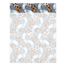 Leopards 'n Lace - blue - Personalized Letterhead