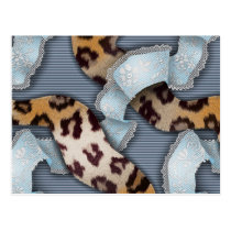 Leopards 'n Lace - blue - Postcard